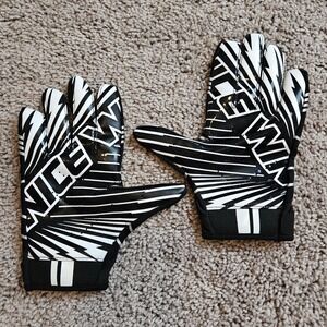 ACESHIP Men's Black White Graphic Football Receiver Gloves Size L Grippy Light